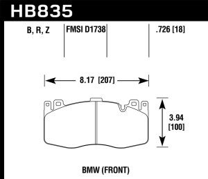 BMW 5 Series Brake Pads - Front - Hawk Performance - HPS 5.0 - `13-`16